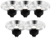 Sada 5 GU10 3-stupňových stmievateľných LED žiaroviek AR111 10W 800 lm 2700 - 3700K