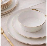 Jedálna súprava 24 ks biela/zlatá/porcelán