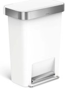 Obdĺžnikový pedálový kôš 45 l biely plast/nerez, biela