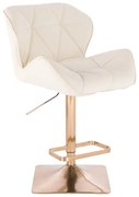 LuxuryForm DESIGN Barová stolička MILANO na zlatej hranatej podstave - krémová