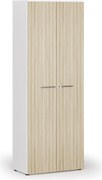 Kancelárska skriňa s dverami PRIMO WHITE, 800 x 420 x 2128 mm, biela/dub prírodná