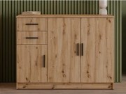 Komoda 3-dverová Universal, 118 cm, dub artisan%