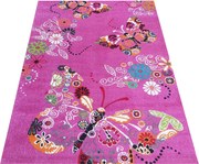 DY Detský ružový koberec s motýľmi Bella 114 Rozmer: 120x170 cm