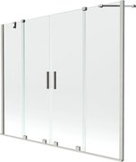 Mexen Velar Duo, 2-krídlová posuvná vaňová zástena 180 x 150 cm, 8mm číre sklo, brúsená oceľ, 896-180-000-02-97