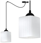 Závesné svietidlo Riffle Square Spider, 1x biele sklenené tienidlo, b