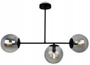 Stropné svietidlo Paris, 3x grafitové sklenené tienidlo, čierna konštrukcia so zlatým uchytením