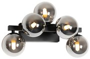 Moderná nástenná lampa čierna s dymovým sklom 5-svetlo - Bianca