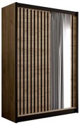 Šatníková skriňa so zrkadlom SANTINO 150x215 cm dub craft/čierna