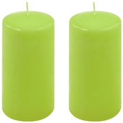 Sada stĺpových sviečok, 15 cm, Ø 7,5 cm, svetlozelená, 2 ks
