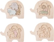 Jabadabado Drevené vrstvené puzzle Safari – 6 zvieratiek, pre batoľatá 18+ mesiacov (17×22 cm)