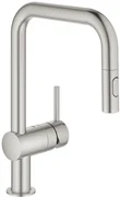 Drezová batéria GROHE MINTA s vyťahovacou spŕškou, 2 prúdy supersteel 32322DC2