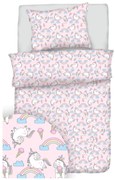 Obliečky bavlnené Jednorožec ružový - Detský set 130x90cm + 65x45cm