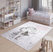 Detský ružový koberec s dievčatkom s balónom Šírka: 80 cm | Dĺžka: 150 cm