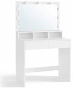 SongmicsHome Toaletný stolík VANESA s veľkým zrkadlom a osvetlením, 80x40x140cm, biela