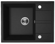 Kuchinox Viti, 1-komorový granitový drez 560x440x175 mm + sifón, čierna škvrnitá, LAV-SBX_713Y