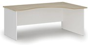 Ergonomický kancelársky písací stôl PRIMO WHITE, 180x120 cm, pravý, biela/dub prírodný