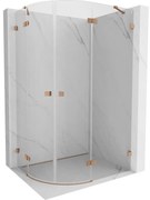 Mexen Lunar, polkruhový sprchový kút naklápací vpravo 80 x 70 cm, 8mm číre sklo, profil medená matná, 833-080P-070L-65-00