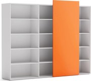 Kancelársky regál s posuvným panelom BLOCK, 2390 x 400 x 1748, oranžová