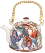 Porcelánová kanvička s tulipánmi a so sitkom - 18*14*12 cm / 800 ml