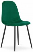 Tmavozelená zamatová stolička COMO s čiernymi nohami