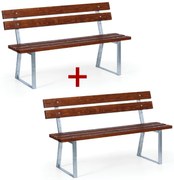 Parková lavička STANDARD s operadlom 1+1 ZADARMO, zinková, 1500 mm, mahagón tmavý