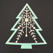 AMADEA Drevená ozdoba stromček - vločka dvojitý zelený, 9 cm, český výrobok
