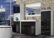 Kúpeľňový nábytok Belini čierny lesk / eben kráľovský + umývadlo + zrkadlo  ROD PM 5/0/W/BHK/0/ZW