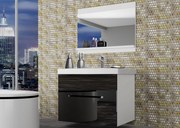 Kúpeľňový nábytok Belini  čierny lesk / eben kráľovský + umývadlo + zrkadlo  ROD PM 1/0/W/BHK/0/ZW