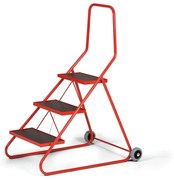 Oceľové mobilné schodíky, 3 stupne, výška plošiny 63 cm