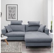 Rozkladacia rohová sedacia súprava s úložným priestorom do tvaru L HORTA, pravá, tmavošedá