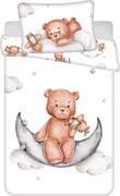 Obliečky do detskej postieľky Medvedík na mesiačiku - 100% bavlna - 40x60 cm + 100x135 cm