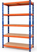 Regál 200x120x50 cm lakovaný 5-policový, nosnosť 1000 kg - modro-oranžový