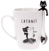 Porcelánový hrnek s kovovou lžičkou Catanic, 320 ml