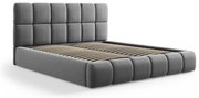 Sivá zamatová čalúnená dvojlôžková posteľ s úložným priestorom s roštom 140x200 cm Bellis – Micadoni