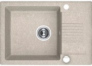 Laveo Celia, 1-komorový granitový drez 650x440x185 mm s krátkym odkvapkávačom, béžová, LAV-SBC_413T