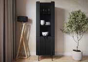 Vitrína Malmi 60 cm štvordverová - čierny mat / čierne nohy