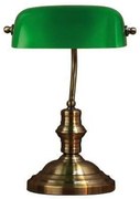 Stolová lampa v zelenej a mosadznej farbe Markslöjd Bankers, výška 42 cm