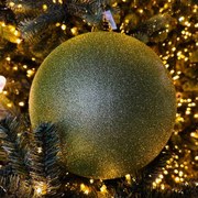 DECOLED Plastová guľa, 20 cm, jablkovo zelená, trblietavá