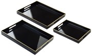Sada 3 ks dekorativních podnosů ISALYN černá