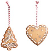 Set 2ks závesná dekorácia perníkový stromček a srdce Ginger - 8*0,5*8 cm
