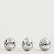 Závesná vianočná dekorácia DISCO strieborná 754104 (3 ks)