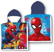 DETSKÝ BAVLNENÝ PONČO UTERÁK S KAPUCŇOU SPIDERMAN 50X115 CM VZOROVANÝ