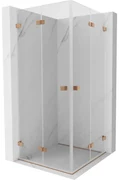 Mexen Lunar-F Duo, skladací sprchový kút 70 x 70 cm, 8mm číre sklo, profil medená matná, 836-070L-070P-65-00