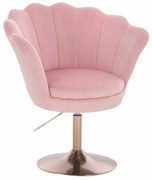 LuxuryForm DESIGN Kreslo FREY VELUR na zlatom tanieri - ružové