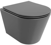 Mexen RICO Rimless misa závesná so sedátkom voľne-padajúcim, 48 x 35 cm, tmavá-šedá, 30724071