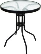 Okrúhly záhradný stôl so sklenenou doskou ISLAND 60 cm, čierny