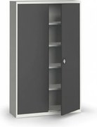 Plechová policová skriňa na náradie KOVONA, 1950 x 1200 x 400 mm, 4 police, sivá/grafit