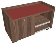 Mobilný kontajner Verno 100 x 50 cm so sklom, ľavý, orech / červená