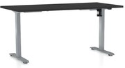 Výškovo nastaviteľný stôl OfficeTech A, 160 x 80 cm, sivá podnož, čierna