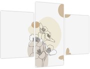 Obraz - Béžové kvety s motýľom N⁰4 (90x60 cm)